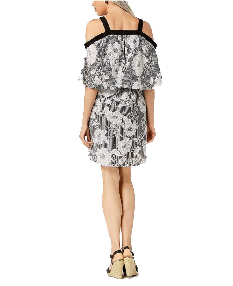 NY Collection Petite Printed Cold Shoulder Popover Dress