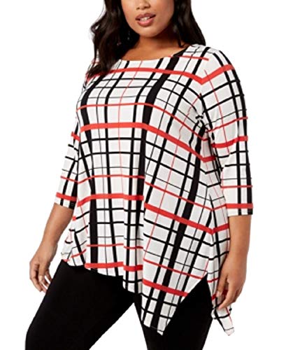 Alfani Plus Size Plaid Asymmetrical Tunic