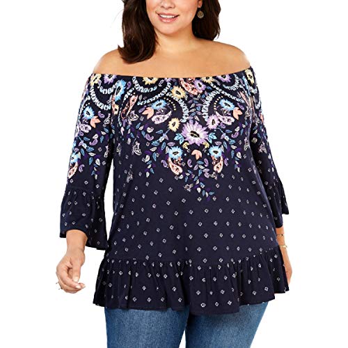 Plus Size Printed Off-The-Shoulder Top