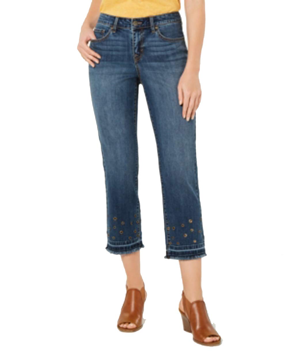 Style & Co Grommet Trimmed Straight Leg Cropped Jeans