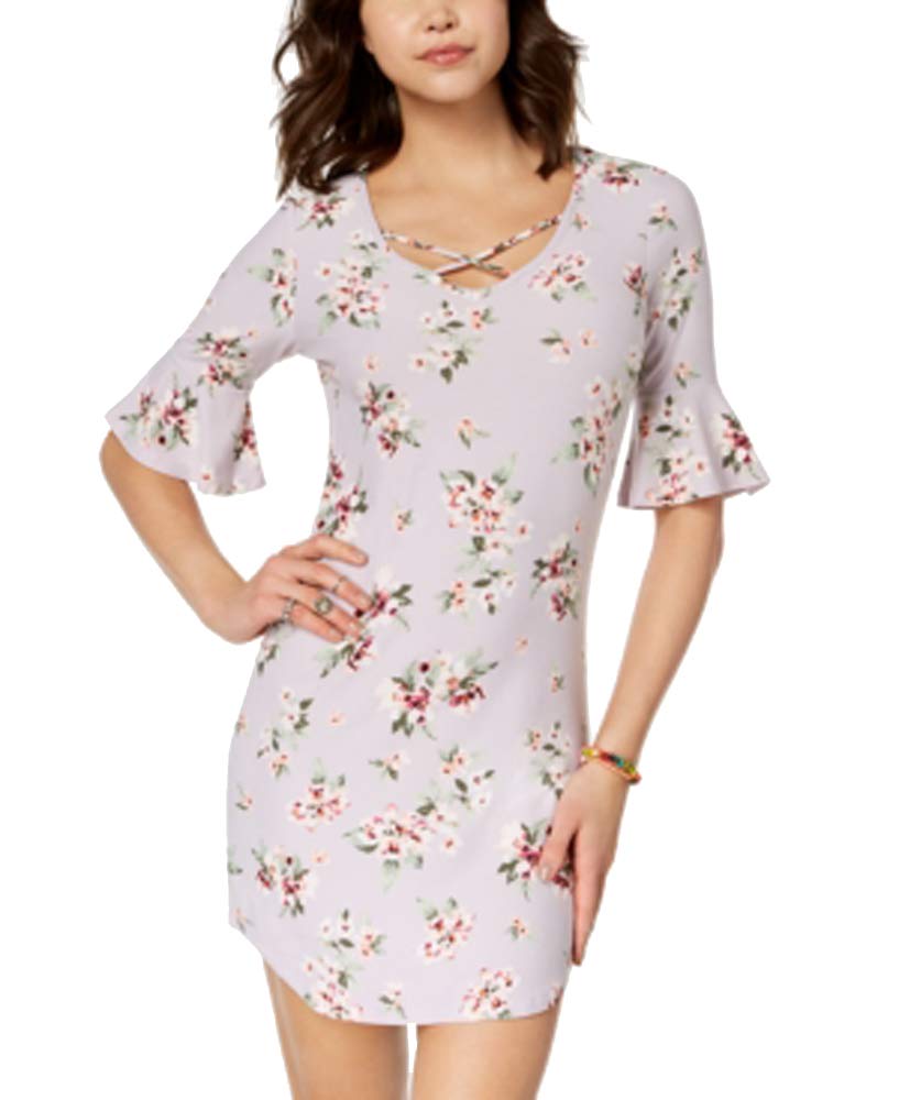 Juniors' Printed Ruffle-Sleeved Dress