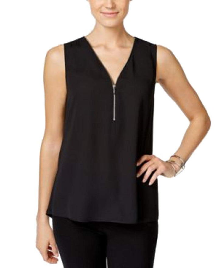 Inc International Concepts Zip-Front Knit-Back Top