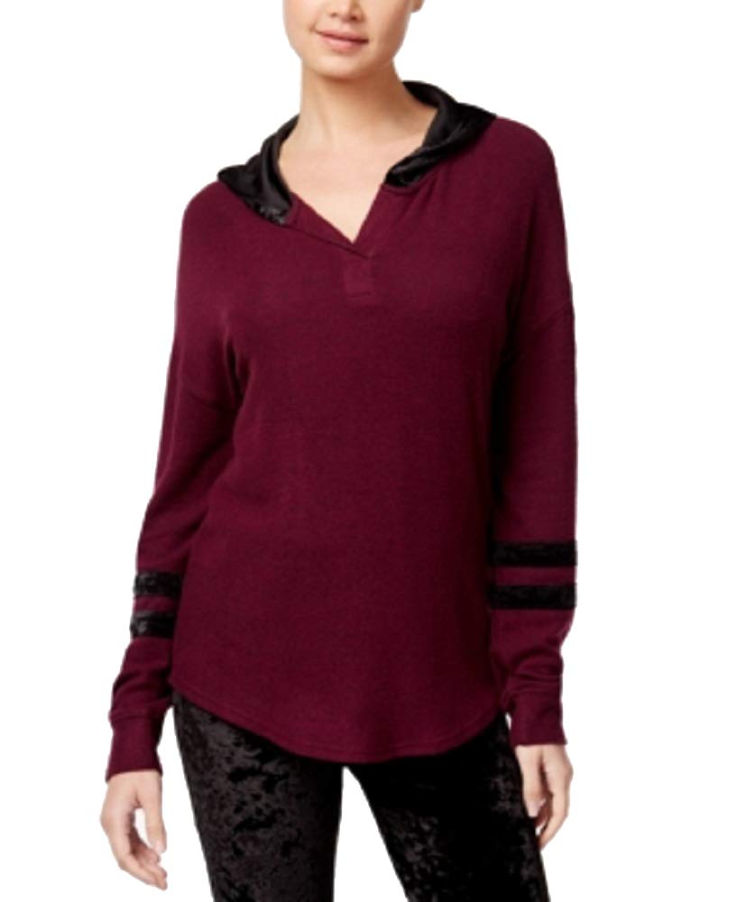 Juniors' Velvet-Trim Cozy Hoodie