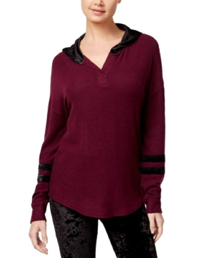 Juniors' Velvet-Trim Cozy Hoodie