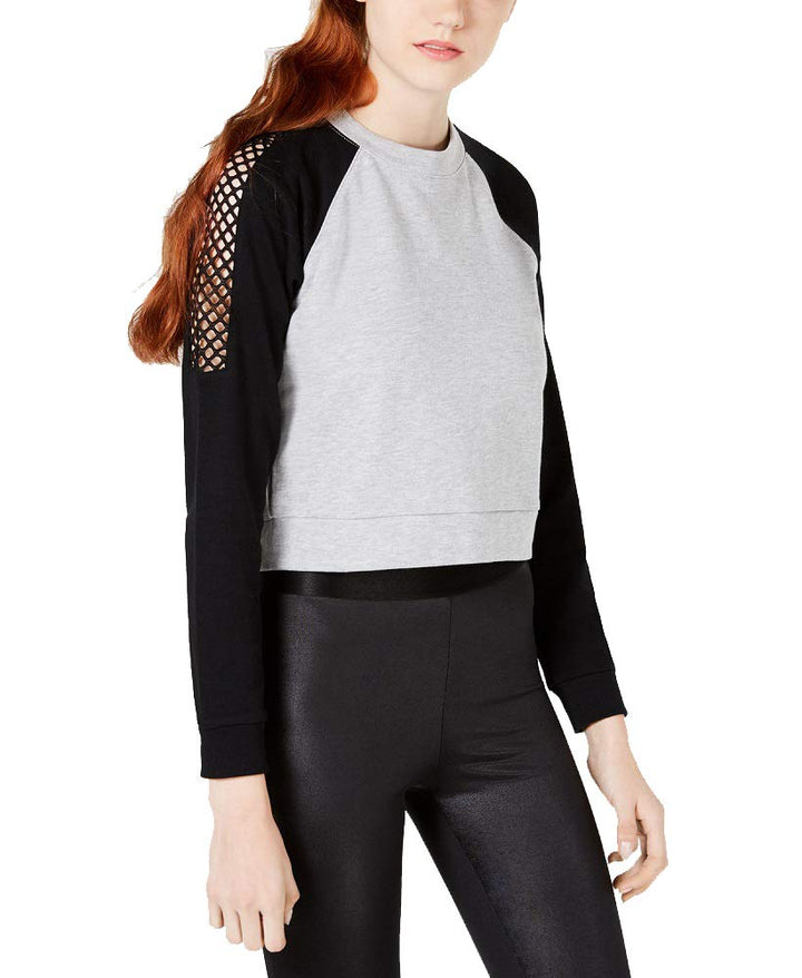 Juniors' Colorblocked Mesh-Trim Sweatshirt