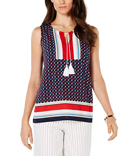 Charter Club Printed Tassel Tie Sleeveless Top