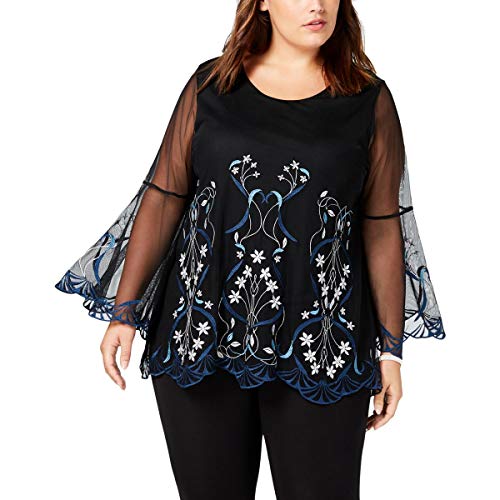 Alfani Plus Size Embellished Bell Sleeve Top