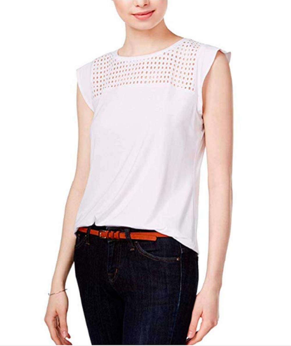 Maison Jules Flutter Sleeve Eyelet Detail Top