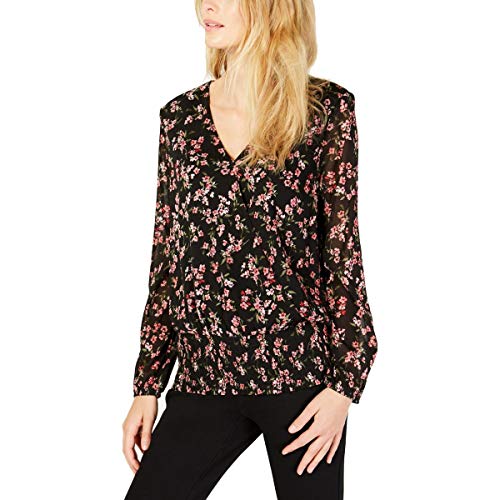 Printed Surplice Smocked Waist Top