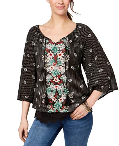 Style & Co Lace Hem Peasant Top
