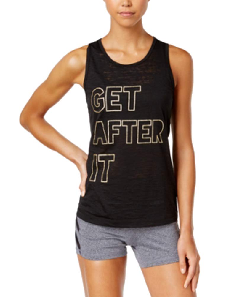 Material Girl Active Juniors Slit Back Graphic Tank Top