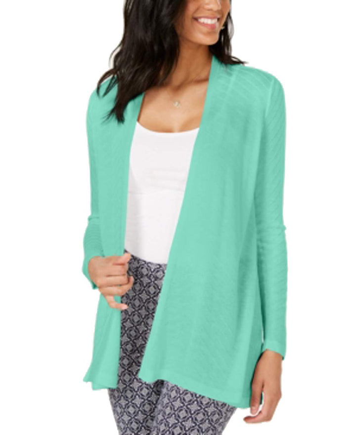 Charter Club Geo Stitch Open Front Cardigan