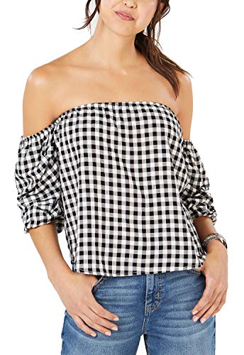 Hippie Rose Juniors Off The Shoulder Gingham Top
