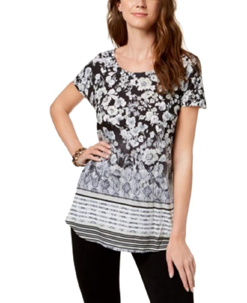 Style & Co Petite Printed Dolman Sleeve T-Shirt