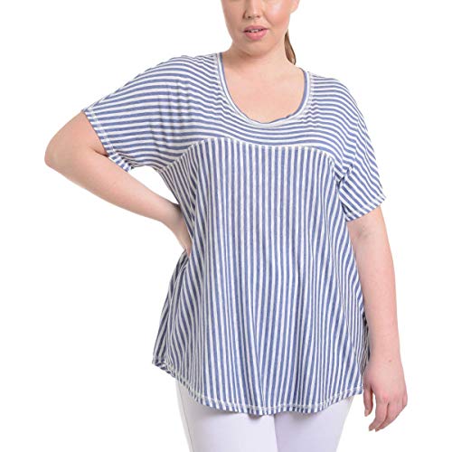 NY Collection Plus Size Striped High Low Swing Top