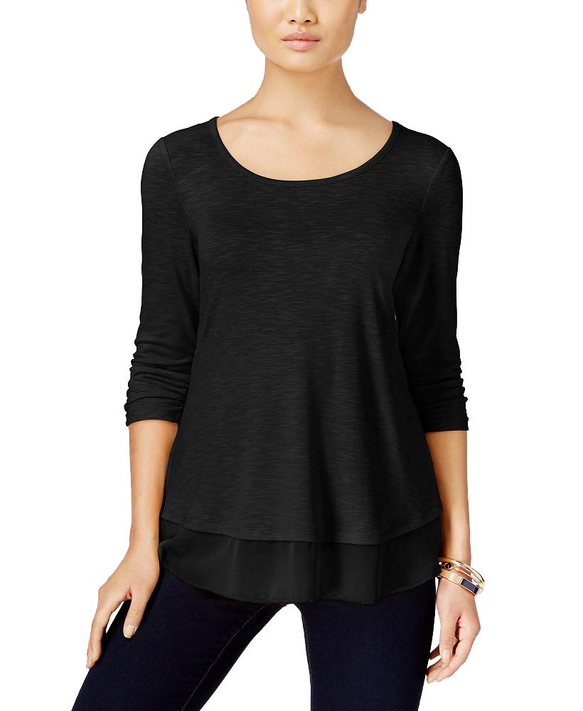 Style & Co Petite Chiffon Hem Top