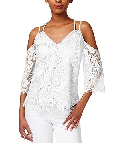 BAR III Strappy Lace Cold Shoulder Top