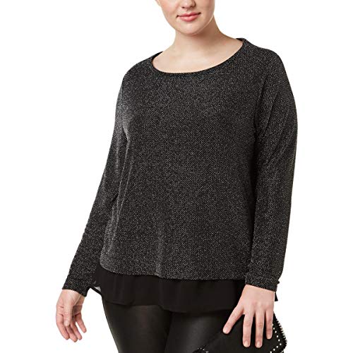 INC Plus Size Metallic Chiffon-Trimmed Top