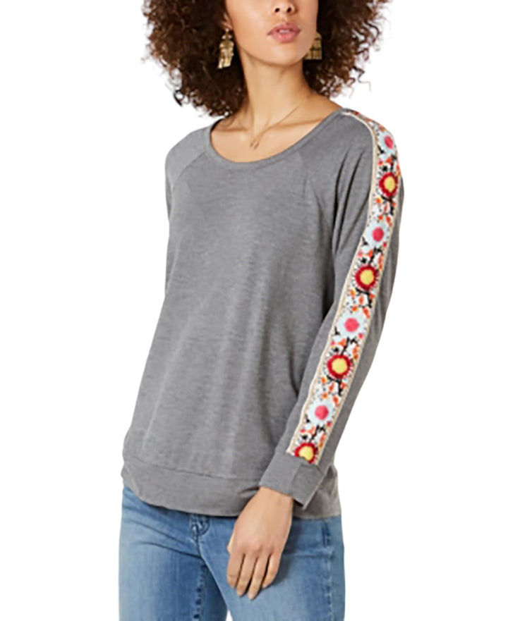 Embellished-Sleeve Top