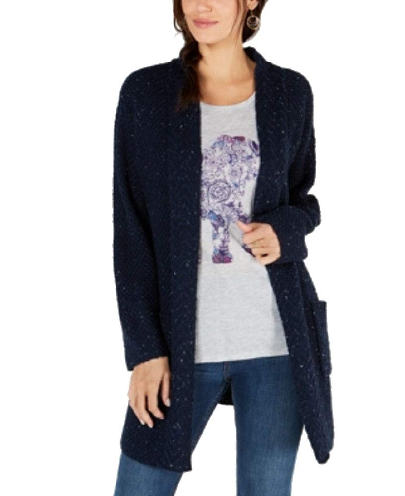 Style & Co Mixed Stitch Tweed Duster Cardigan