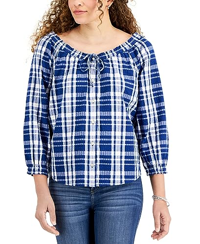 Style & Co Indigo Peasant Top