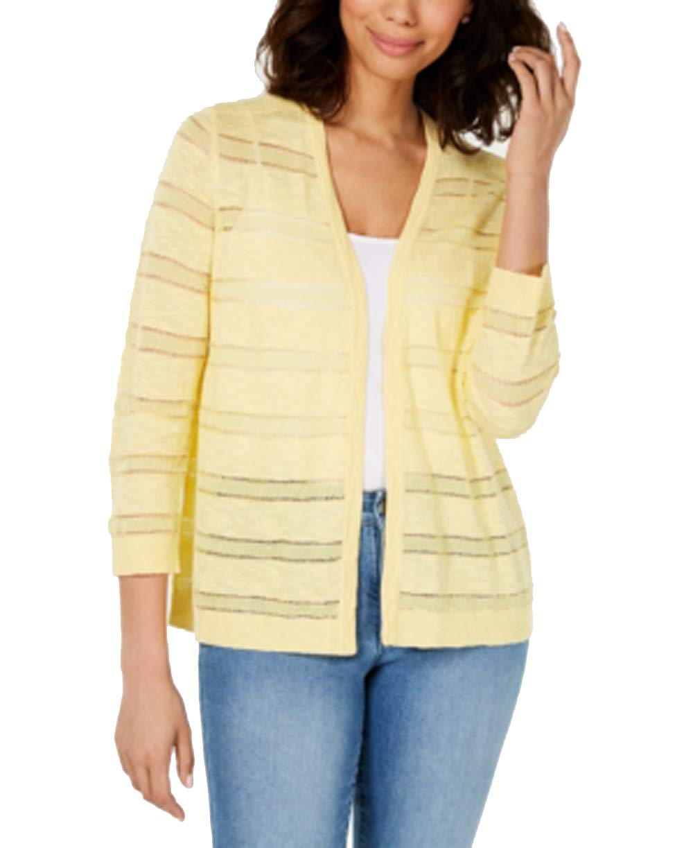 Petite Pointelle-Stripe Cardigan
