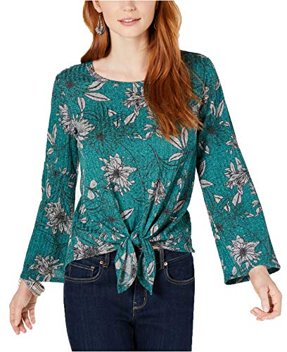 Tie-Front Lantern-Sleeve Top