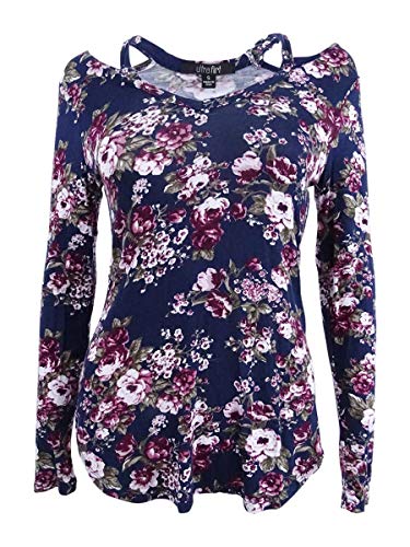 Juniors' Printed Cutout-Neck Top