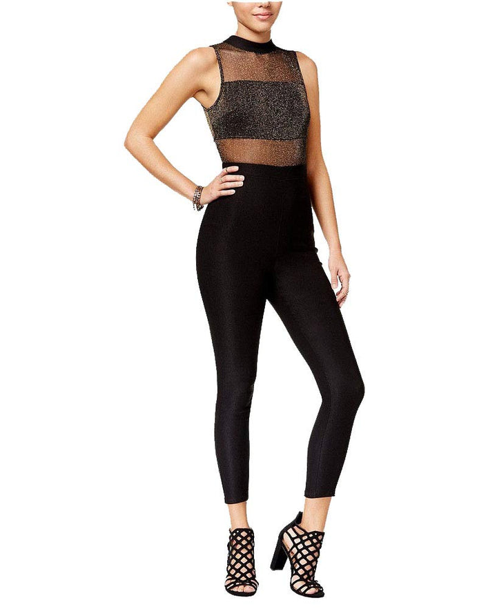 Material Girl Juniors Metallic Mesh Bodice Jumpsuit