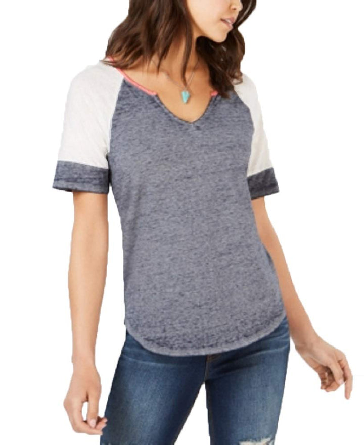 Juniors' Colorblocked Burnout Football T-Shirt