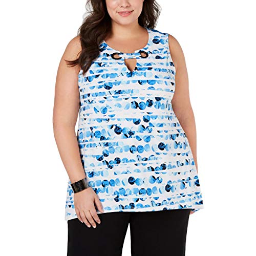 Alfani Plus Size Printed Split Neck Tunic