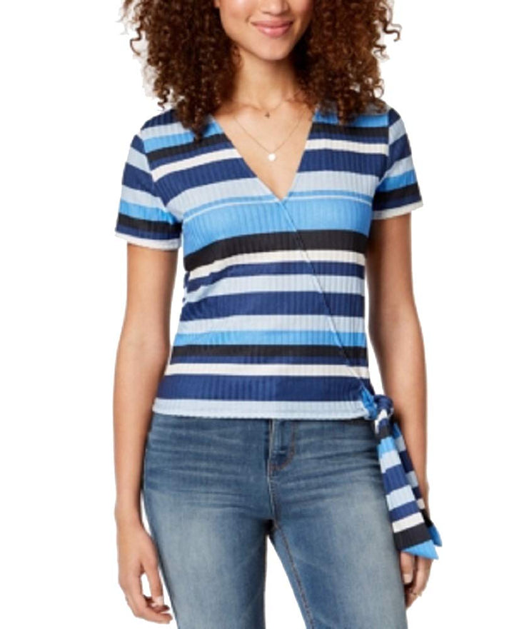 Juniors' Striped Wrap Top