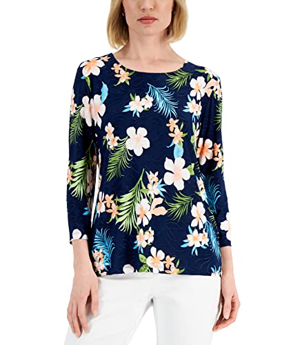 JM Collection Womens Printed Jacquard Top