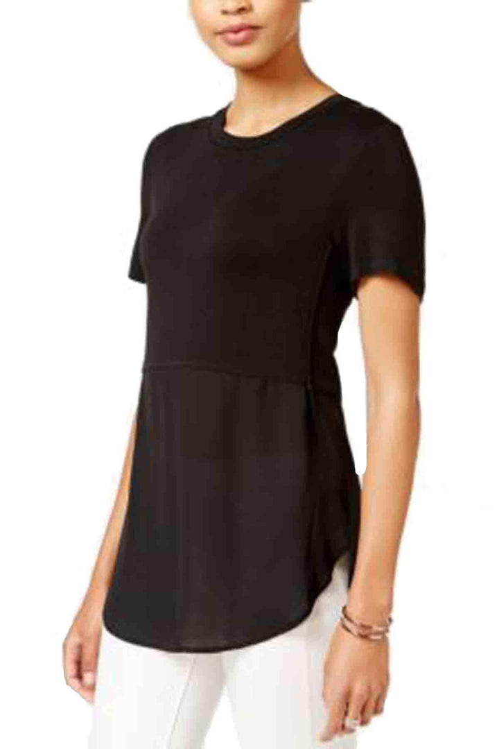 BAR III Short Sleeve Contrast Top