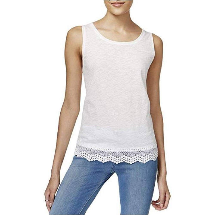 Maison Jules Cotton Crochet Hem Tank Top