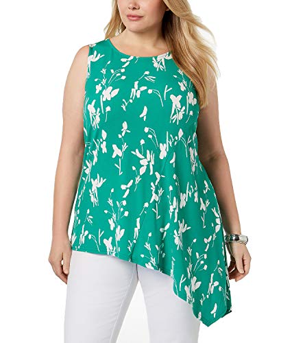 Alfani Plus Size Printed Asymmetrical Hem Top
