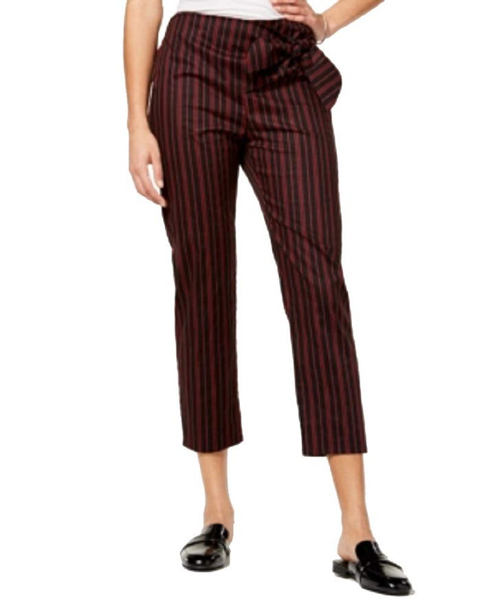 Juniors' Striped Tie-Waist Cropped Pants