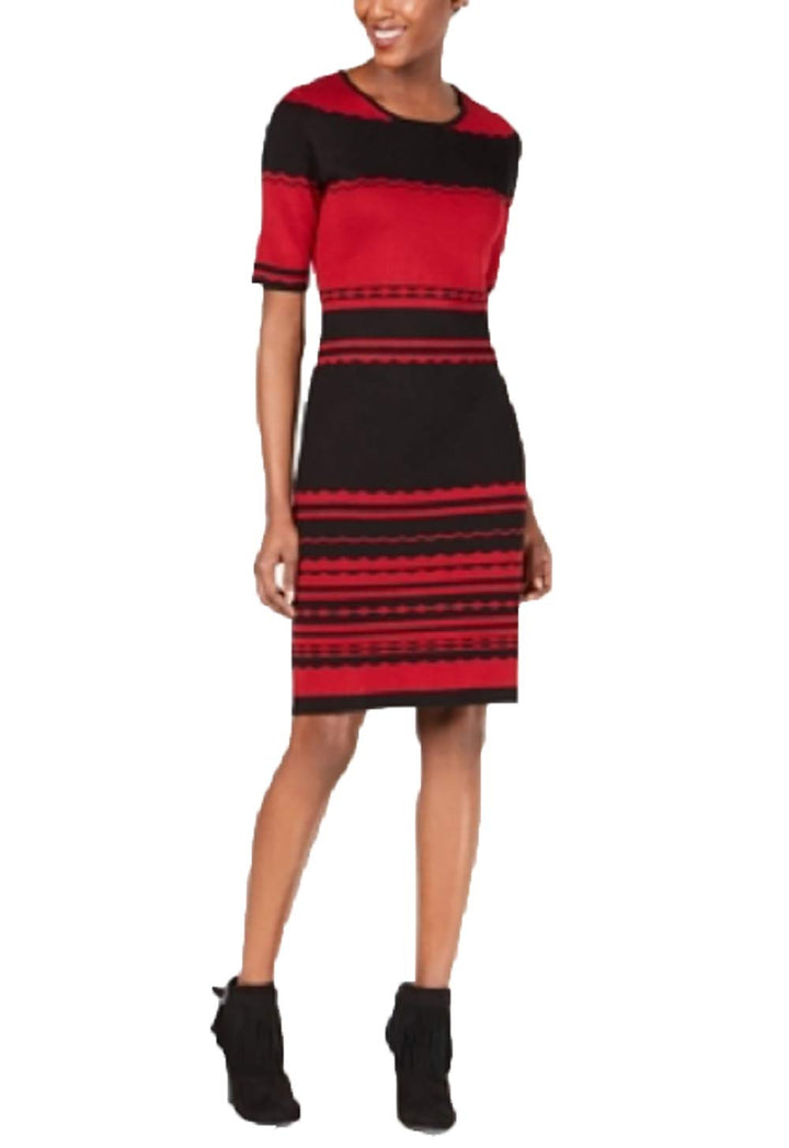 NY Collection Petite Striped Sweater Dress