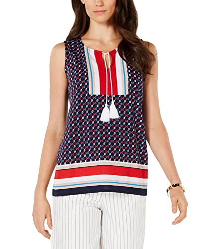 Charter Club Printed Tassel Tie Sleeveless Top