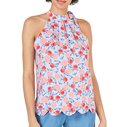 Printed Scalloped-Hem Halter Top