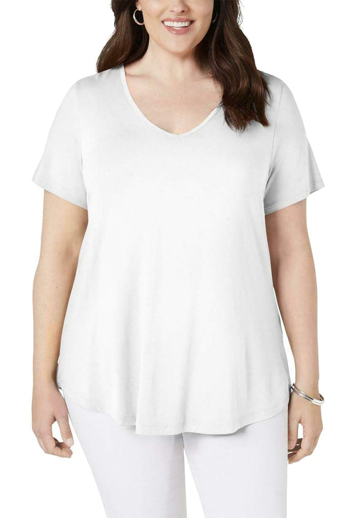 JM Collection Plus Size Crisscross Back V Neck Top