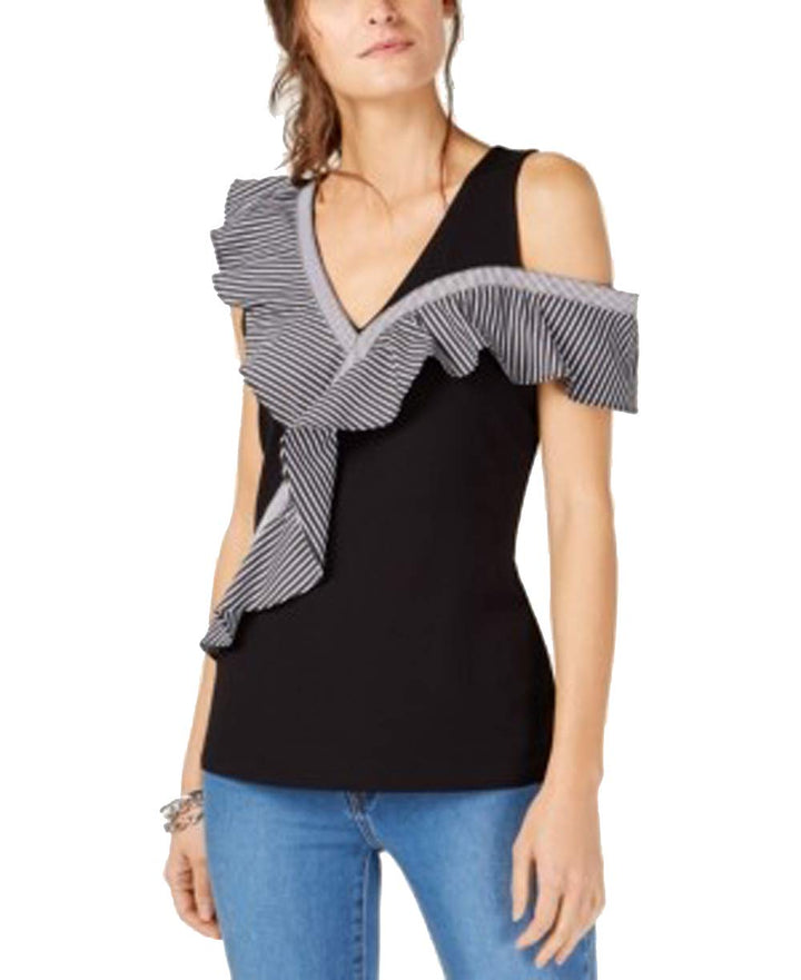 Asymmetrical Ruffle Detail Top