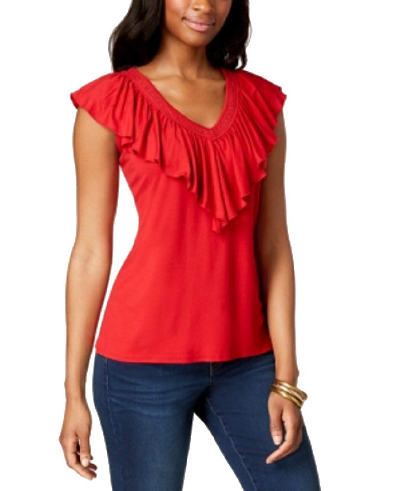 Style & Co V Neck Ruffled Top