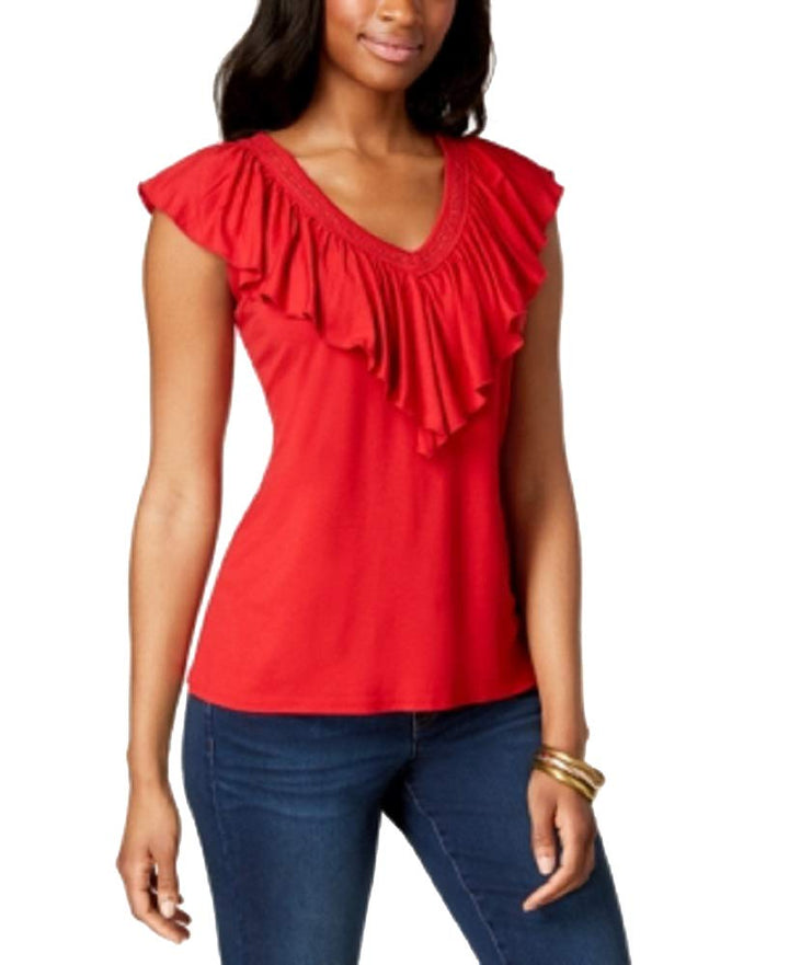 Style & Co V Neck Ruffled Top