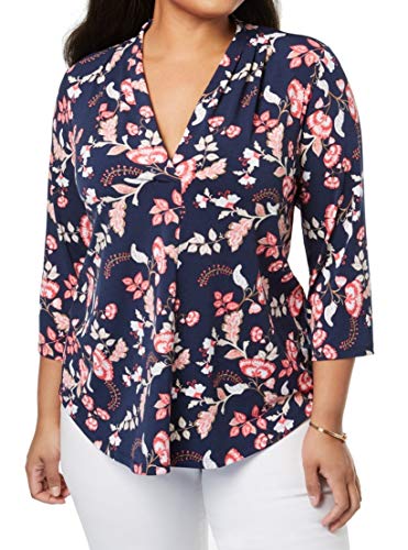 Charter Club Plus Size Printed 3/4 Sleeve Top