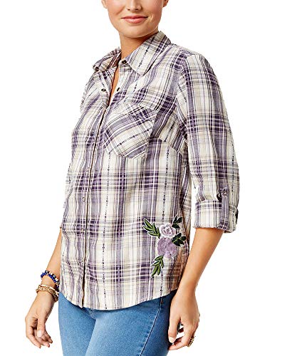 Style & Co Cotton Embroidered Plaid Shirt