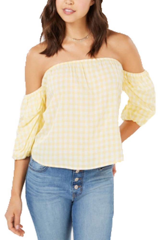 Hippie Rose Juniors Off The Shoulder Gingham Top