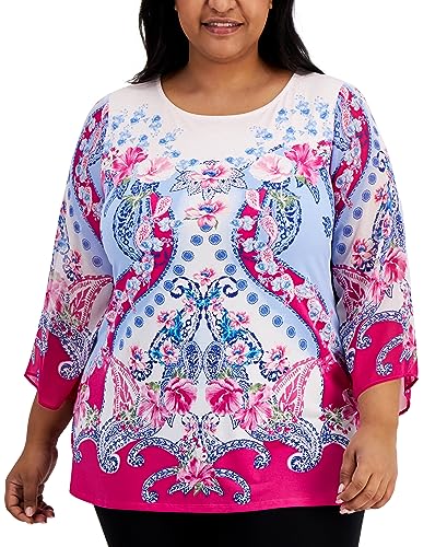 JM Collection Plus Size Scoop Neck 3/4 Sleeve Tunic