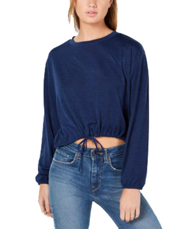 Almost Famous Juniors Striped Drawstring Top