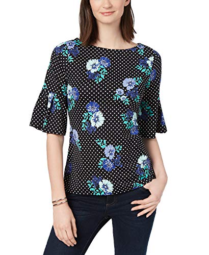 Charter Club Mixed Print Bell Sleeve Top